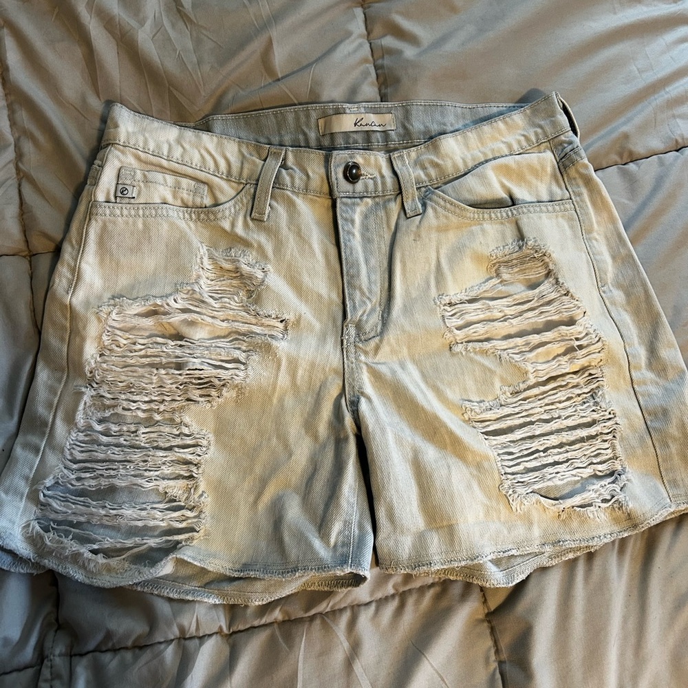 Sz 26 KanCan Blue Jean Shorts Distressed Raw Hem